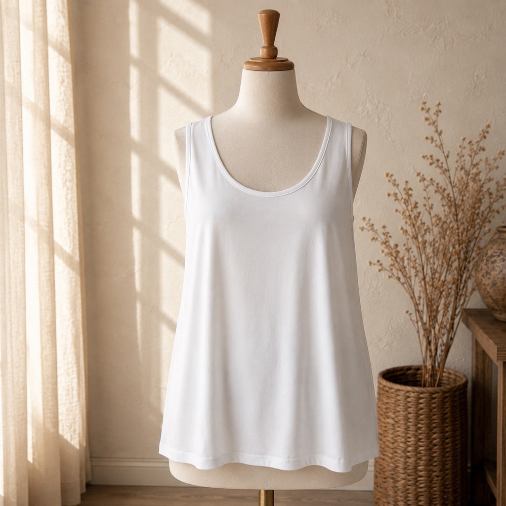 Clara Sun Woo NWT White Tank Top Minimalist Layering Career Capsule Plus Size 1X
